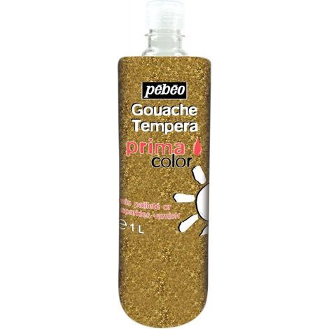 Flacon de 1L de vernis gouache pailleté or PEBEO prima color (1/3)