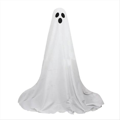 Weiße LED-beleuchtete Geisterfigur für Halloween, gruselige Leuchtfigur für Zuhause, freistehende weiße Geisterstatue (1/5)