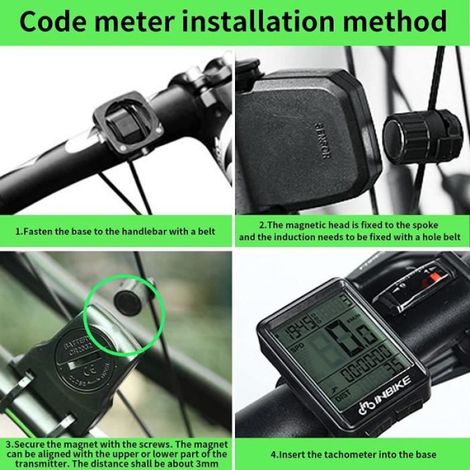 Compteur de Vélo Sans Fil - - Étanche IP54 - Écran Rétroéclairé - Multifonction - Chronomètre (1/4)