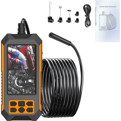 Endoscope industriel, outils d'endoscope HD 1080P, avec écran IPS 4,5" et 8 lumières LED réglables, caméra endoscope semi-rigide serpent 33 pieds, caméra d'inspection étanche IP68 8 mm (1/5)