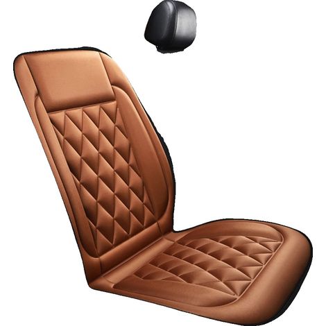 Cojín para asiento de coche, calentamiento rápido, temperatura regulable, 2 unidades, marrón. (1/2)