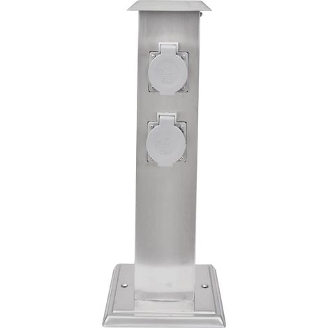 vidaXL Columna con enchufes para el jardín acero inoxidable negro (1/2)