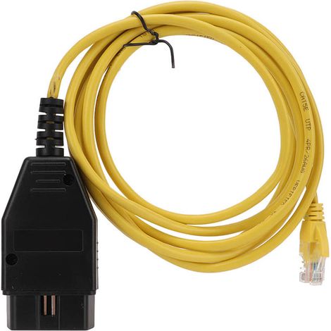 Câble de diagnostic OBD2 ENET jaune avec CD de remplacement pour BMW Série 3, 5, 7, GT et X3 (1/5)