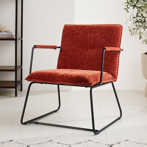 Fauteuil moderne tissu chenille cuivre Hailey (1/5)
