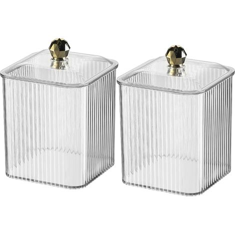 2 Pièces Boîte Rangement, Couvercle Transparent, Organiseur Maquillage, PET Durable, Salle de Bain