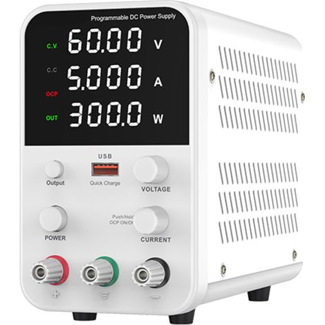 Alimentation laboratoire 60V 5A - CV/CC régulée, sortie USB, alarme court-circuit, affichage numérique, encodeur (1/5)