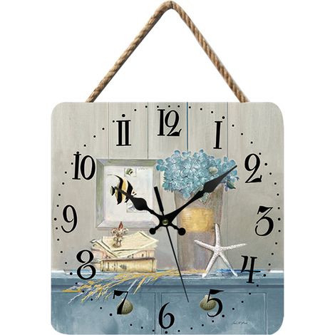 Horloge Murale Bois - 10 Pouces - Mouvement Silencieux Sans Tic-Tac - Alimentée Par Pile - Style Rustique Rétro - Pour Salon Cuisine Bureau Chambre (1/5)