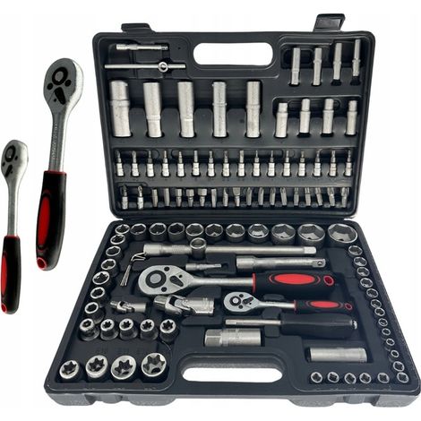 Werkzeugset, Werkzeugkoffer mit 108 Steckschlüsseln (1/4" und 1/2") (1/5)