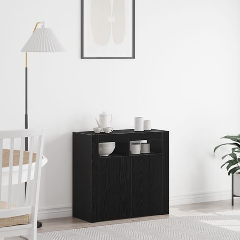 Buffet-Meuble de rangement Noir 80 x 35 x 75 cm Bois d'ingénierie 454848 (1/5)