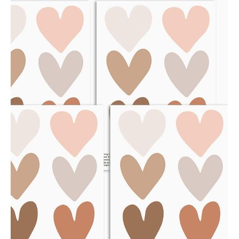 72 stickers muraux cœur bohème pour chambre de fille, chambre d'enfant, chambre de bébé, décoration murale. (1/5)