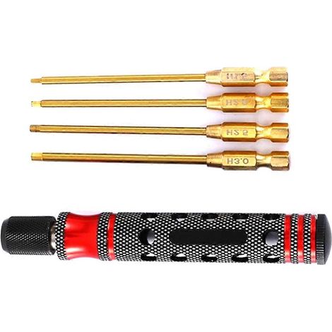 Schnellwechsel-Sechskantschraubendreher-Set 1,5, 2,0, 2,5 und 3,0 mm, rot