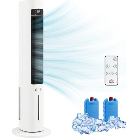 Climatiseur évaporatif 3 en 1, réservoir de 3 L Oscillation 48° Vitesses 3 Vitesses 3 Modes Minuterie 12h Blanc