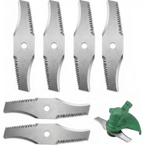 6 Pièces Lame Coupe Bordure Acier 150 mm, Lame Tondeuse 3-en-1 Lame Débroussailleuse Ronces Épaisseur Renforcée Diamètre 5 mm, Accessoire Débroussailleuse Électrique Sans Fil et Tondeuse (1/5)
