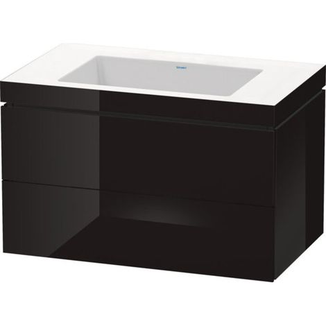 Mueble de baño L-CUBE WT Vero Air 500x800x480mm sin orificio para grifería negro brillante (1/5)