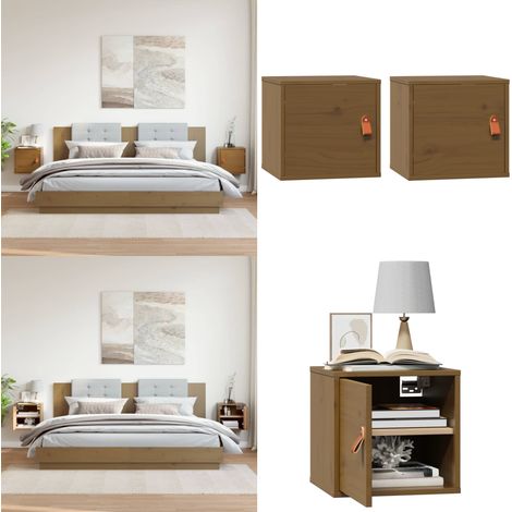 Armoires murales 2pcs Marron miel 31,5x30x30 cm Bois pin massif - Étagères Murales - Meubles De Rangement - Bibliothèque Murale - Armoire Murale - Meuble Suspendu - Home & Living
