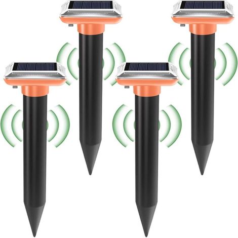 Repellente per topi a ultrasuoni ad energia solare, confezione da 4, terminale a ultrasuoni, adatto per giardino e cortile (arancione) (1/5)