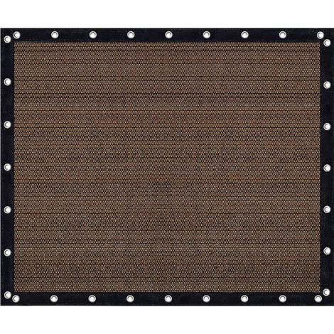 Toile d'ombrage perforée pour protection solaire et intimité, idéale pour balcon, terrasse, pergola (2 x 4 m) - Marron (1/5)