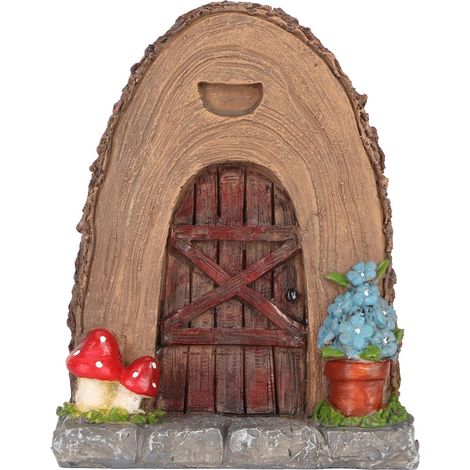 Escultura de puerta de cuento de hadas - Estatua de resina, Escultura de puerta de cuento de hadas, Decoraciones de micropaisajes, Estatua de puerta de cabaña de jardín de cuento de hadas, Accesorios (1/5)