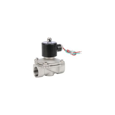 Électrovanne normalement fermée en acier inoxydable G1in, clic pour eau et Air à action directe 2W25025B (DC24V) (1/5)