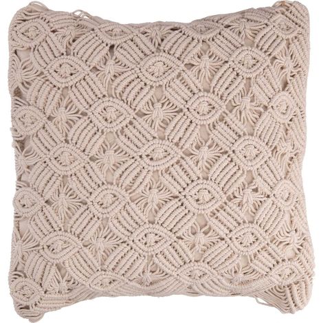 Fodera per Cuscino Decorativo Quadrato 40x40 cm in Tessuto Macramè Ecrù