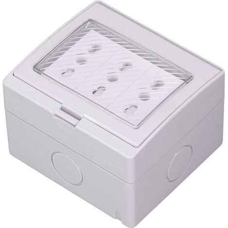 IP55-wasserdichte Wandsteckdose, feuerfestes und staubdichtes Gehäuse, 3 Außensteckdosen für italienische Stecker 110–250 V (1/5)