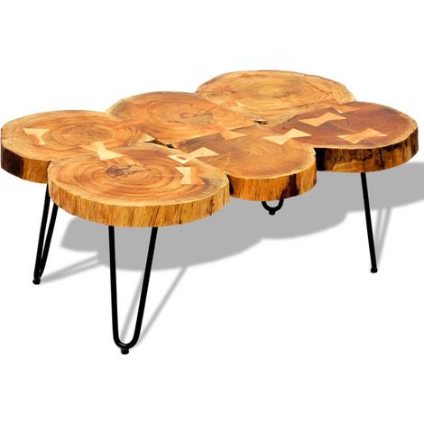 Table Basse de Salon Élégante,Table Canapé 35 cm 6 troncs Bois -FR94715 (1/5)
