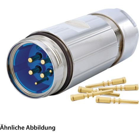 HUMMEL SET inkl. Kontakte M40 Leistung Kupplungssteckverbinder, Crimpeinsatz gerade Polzahl 3+2+PE, Stift Kabelabgang gerade, Klemmbereich 21,0mm - 28,0mm - 1 Stück