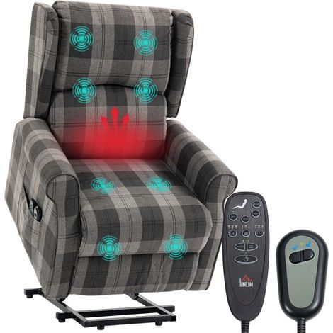Power Lift Recliner, Massage and Heat, 154 x 81 x 89 cm, Grey (1/5)