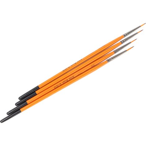 Quatre pinceaux fins de style coréen à manche jaune, des pinceaux aquarelle à contour numéroté dessinés à la main et des pinceaux pour peinture à l'huile. (1/2)