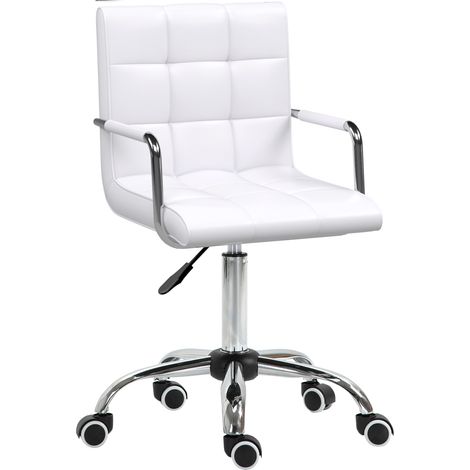 Sedia da ufficio girevole ergonomica regolabile in altezza 84-99 cm in similpelle bianca MODENUIT (1/4)