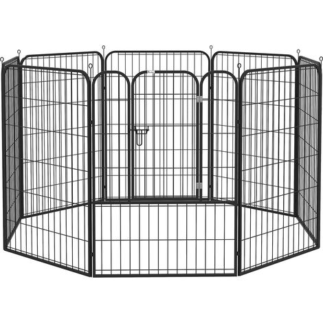 Welpenauslauf Freigehege Laufstall Für Haustier Laufgitter Laufstall Hundegehege Individuell Gestaltbare Form Mit Tür Metall 79X100Cm Schwarz