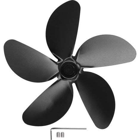 Universeller 5-Blatt-Kaminventilatorflügel aus Aluminiumlegierung, Schwarz (1/5)