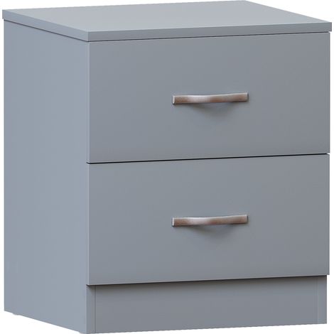 Riano 2 Drawer Bedside Table Cabinet Chest Nightstand Bedroom Furniture, Grey