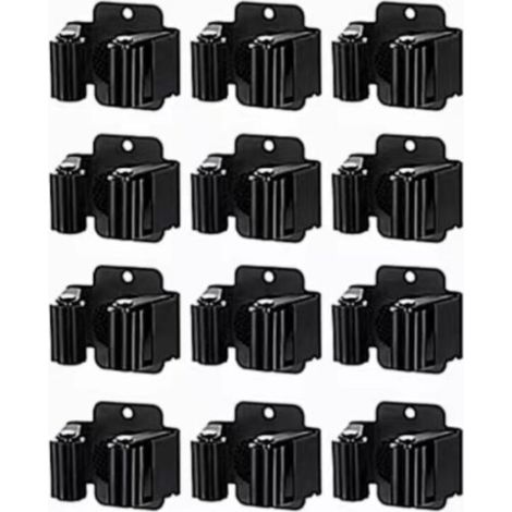 CSPARKV Jeu de 12 Porte-balai Acier Support mural pour outils de nettoyage et jardinage Râtelier Rangement