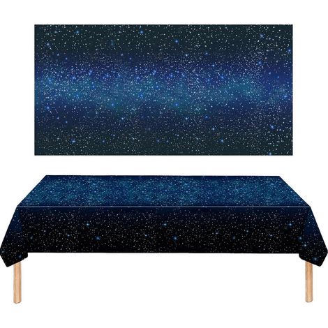 Nappe Espace Galaxie 137x274cm Bleu pour Anniversaires & Fêtes