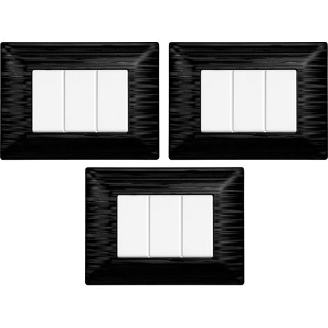 gloca Set Placche Plastica Satinata Compatibili Matix (3 Pezzi nero satinato, 3 Posti) (1/4)