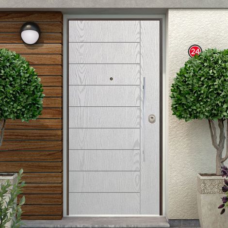 Porta di sicurezza per Esterno Blindata con Pannello Bianco Pantografato