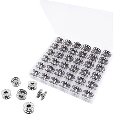 Macchina da cucire a 36 bobine, accessori per macchina da cucire con scatola portaoggetti, bobina in metallo, compatibile con macchine da cucire con bobina standard
