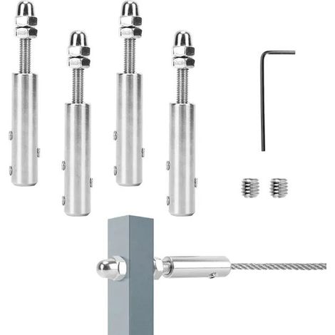 Pièces Tendeur Câble Inox 4mm - Terminal à Vis avec Clé L et 2 Vis de Rechange pour Câble Métallique, Résistant et Pratique (1/5)
