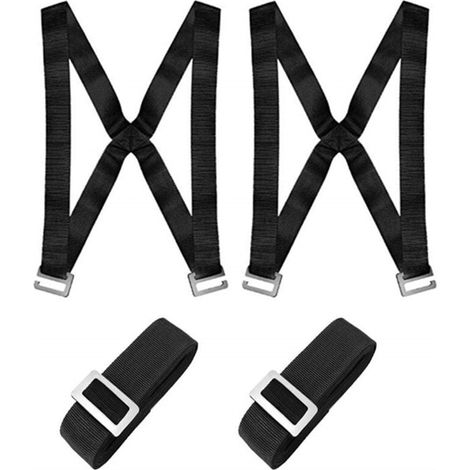 Sangle Demenagement, Sangle de Levage Aide au Déménagement pour Piano et Transporter Meuble Lourd, 2,8m Sangle Portage Noire(2 Harnais + 2 Sangles) (1/4)