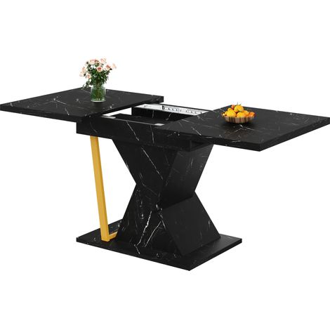 CHICFURN Tavolo da pranzo allungabile 110-140 cm nero effetto marmo (1/5)