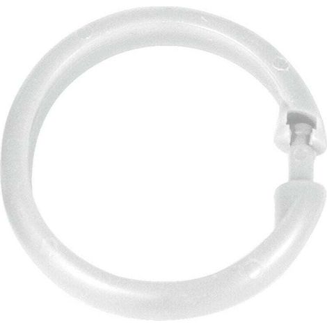Anneaux pour rideau de douche, lot de 12 anneaux de douche pour suspendre le rideau de douche à la barre de douche, grand format, design rond, Plastique, ø6 cm, Blanc