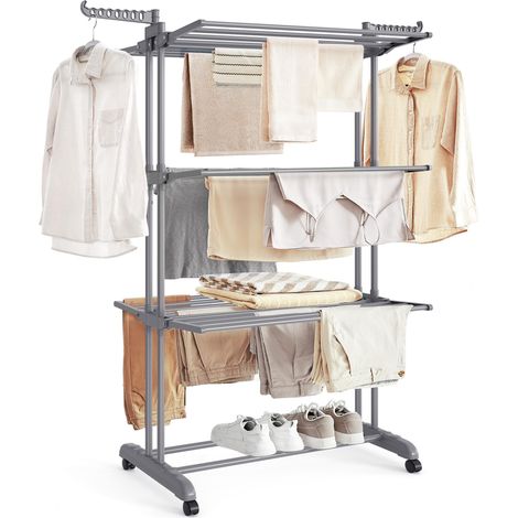 Etendoir Linge Interieur Exterieur, Séchoir Mobile à 4 Niveaux (1/5)