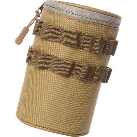 Outdoor Bottle Storage Bag Holder, Portable Hanging Handle for Hiking, Camping, Work, Fitness with Zippered Pockets (Khaki) (1/5)