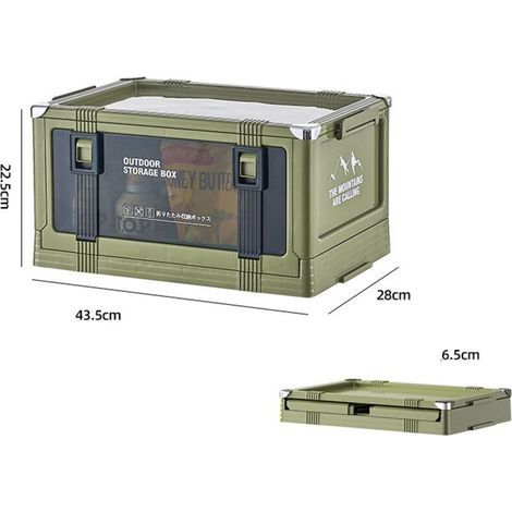 Contenitore portaoggetti da campeggio per esterni, contenitore extra per camper, indispensabile per i viaggi, contenitore robusto e pieghevole, 43,5 cm x 28 cm x 22,5 cm, verde (1/4)