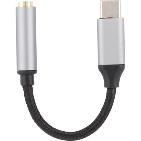 12 cm langes, tragbares USB-C-auf-3,5-mm-Adapterkabel mit geflochtenem Kabel für Mobiltelefone und Kopfhörer (1/5)