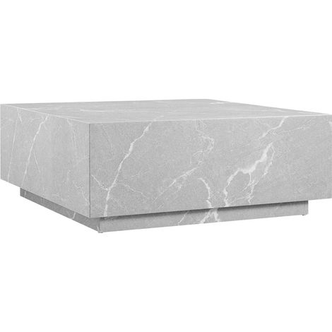 Table basse de salon carrée aspect marbre gris design cubique moderne 90 x 90 cm - PANGIVO (1/4)
