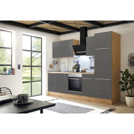 Cuisine Kitchenette Marleen Premium 280 cm Gris Chêne Artisan Respekta (1/4)