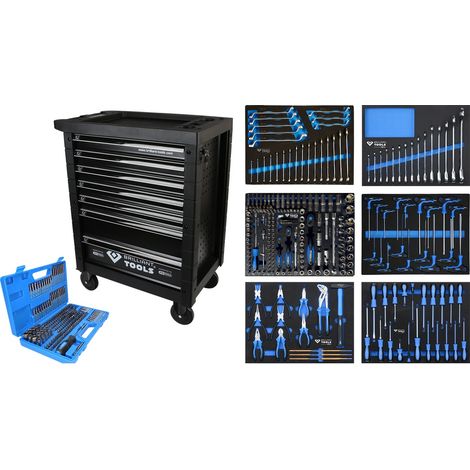 BRILLIANT TOOLS Werkstattwagen mit 7 Schubladen und 473 Werkzeugen - BT153473