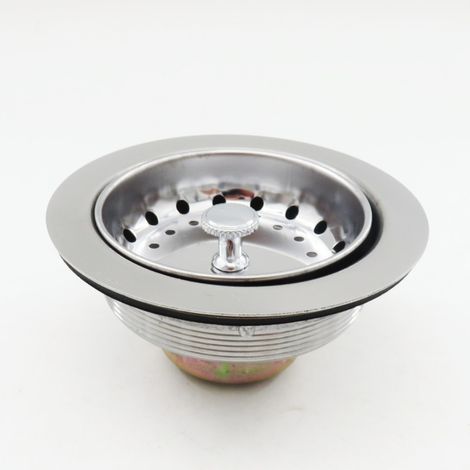 American style flat head drain basket for kitchen sinks, thickened to prevent odors and blockages, 110 mm. (1/5)